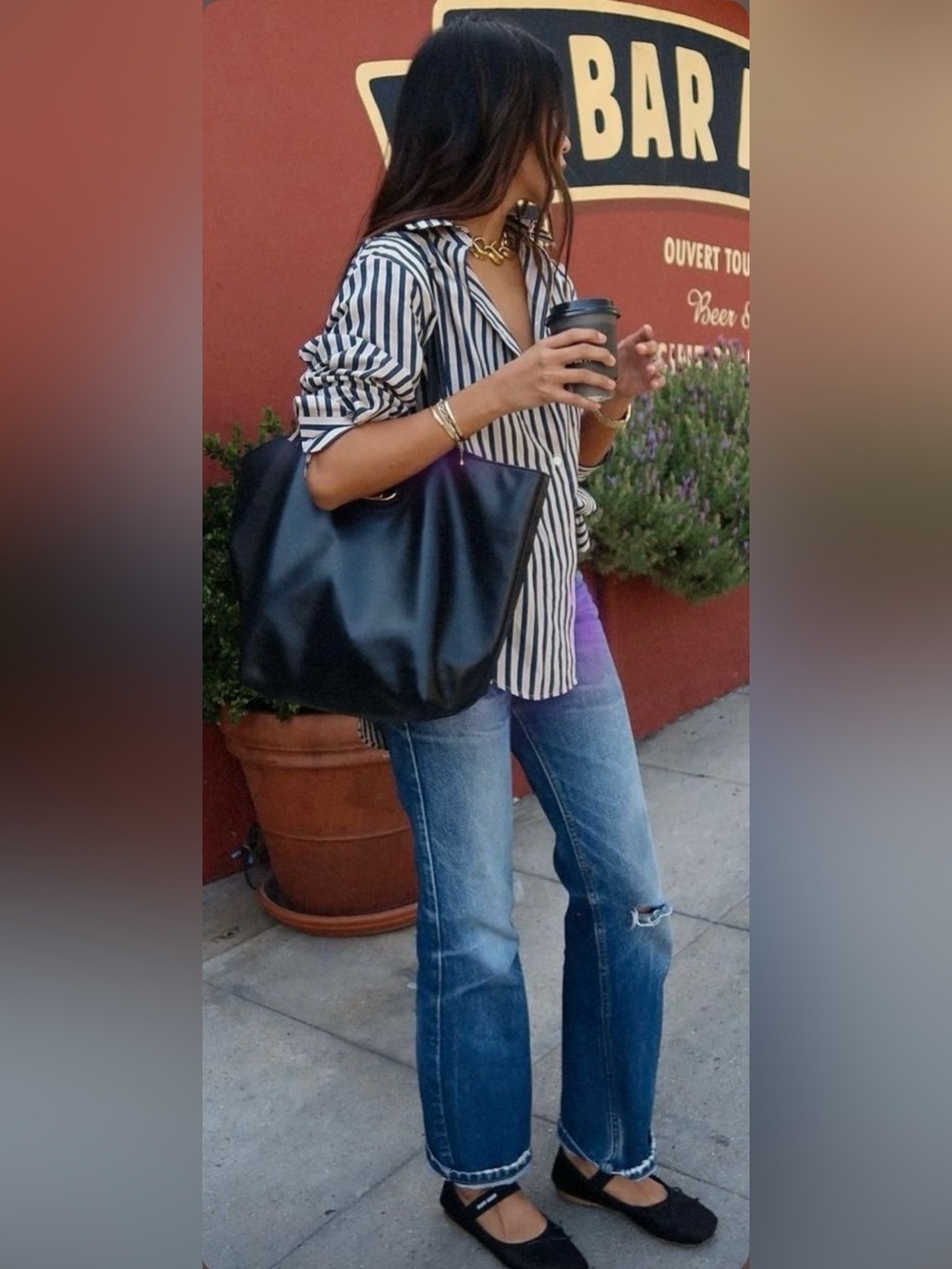 Velvet Heart Navy & White Striped Oversized Button Down Blouse 100% Rayon - Picture 11 of 12
